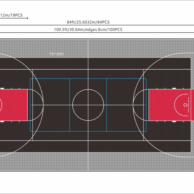 Maßgeschneiderter Sportplatz 50ft × 100ft
